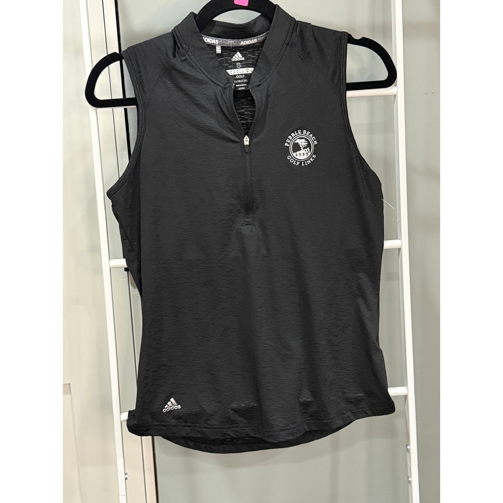 Adidas Golf Pebble Beach Climacool Sleeveless Polo Shirt Black Women S Old Money